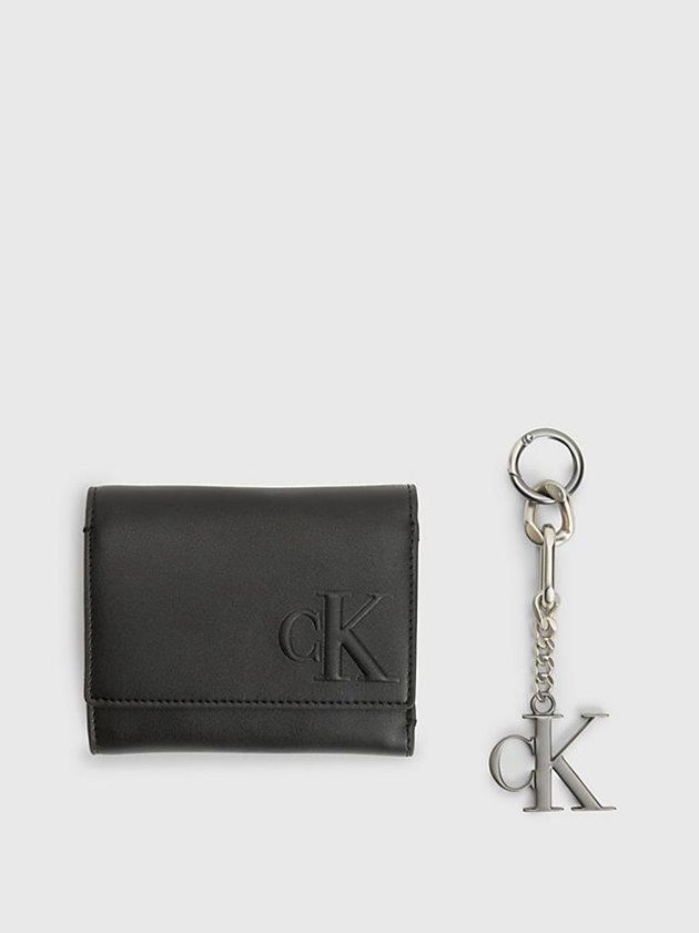 Calvin Klein USA Trifold And Keyring Gift Set Womens Wallet Black 3802941-FZ